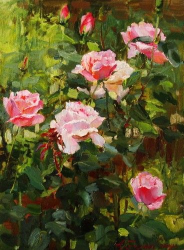 Rose Garden Drawing, Flowers Painting Acrylic, Rose Paintings, Acrylic Rose, Rose Oil Painting, Garden Drawing, Acrylic Painting Flowers, Floral Oil Paintings, 수채화 그림