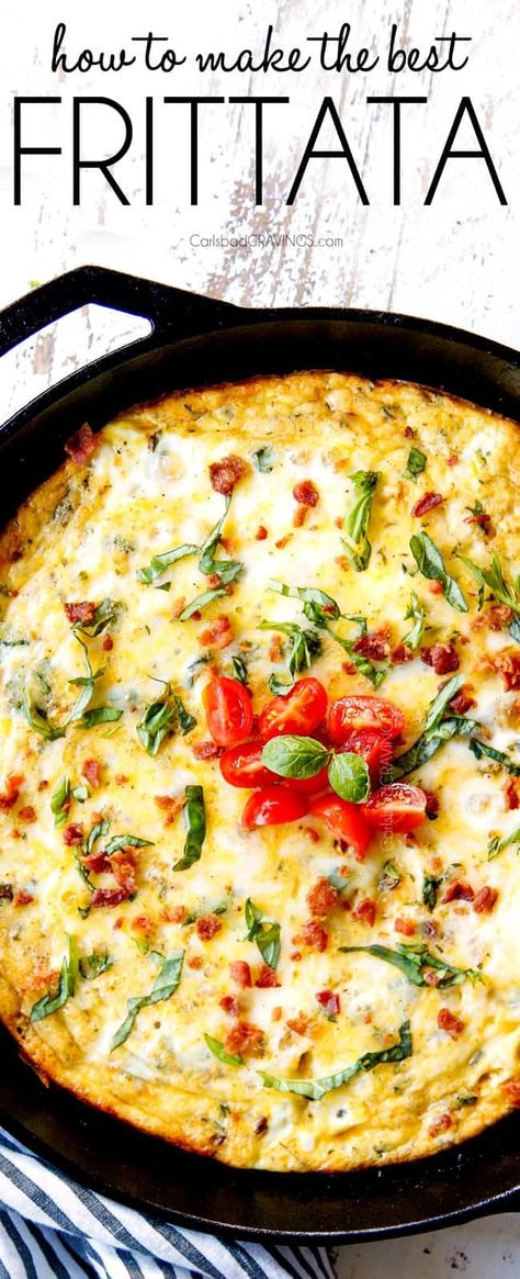 Easy Frittata Recipe (Oven) - Carlsbad Cravings Quiche, Bacon Egg And Cheese Frittata, Sausage Spinach Frittata, Fritata Recipe Broccoli, Cast Iron Egg Frittata, Breakfast Frittata Recipes Baked, Veggie And Cheese Frittata, Skillet Eggs Breakfast, Baked Egg Frittata Recipes