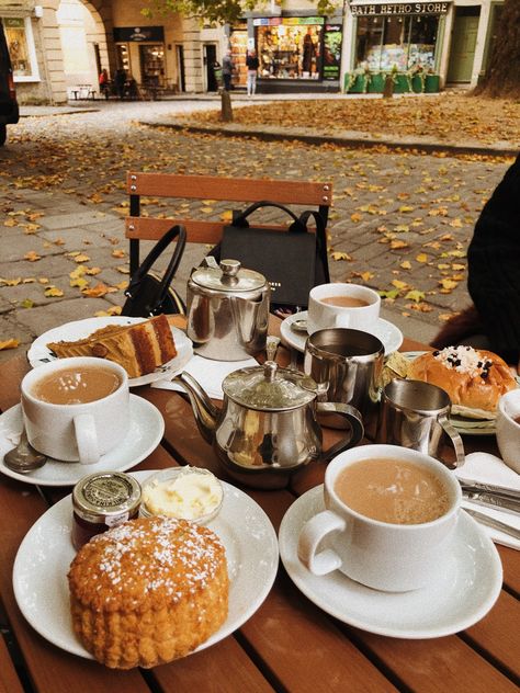 Afternoon tea in Autumn Autumn Afternoon Tea, Autumn Cafe Aesthetic, Fall Aesethic, Autumn Tea Time, Autumn Cafe, Autumn Tea Party, Fall Moodboard, Afternoon Tea Tables, Fall Afternoon