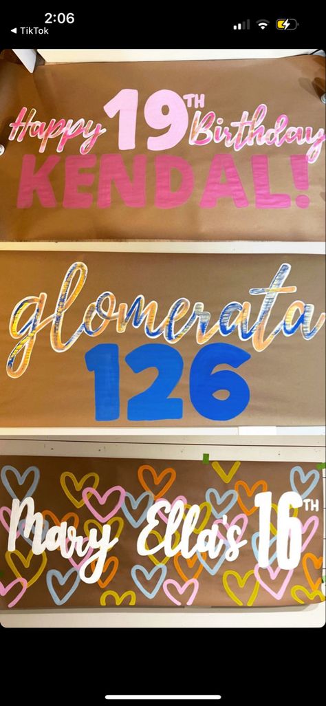 18th Birthday Banner Ideas, Brown Paper Painted Sign, Happy Birthday Signs Poster, Butcher Paper Birthday Sign, Sorority Event Decorations, 21st Birthday Brown Paper Sign, Birthday Butcher Paper Banner, Brown Paper Sign Party Ideas, Brown Paper Birthday Sign