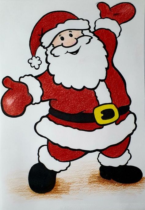 How to colour santa claus for Kids || Santa Claus Drawing || Christmas Drawing with colour pencils | Tela, Natal, Easy Santa Drawing, Christmas Pictures To Draw, Christmas Drawings For Kids, Santa Claus Drawing, Santa Claus Pictures, Pop Up Christmas Cards