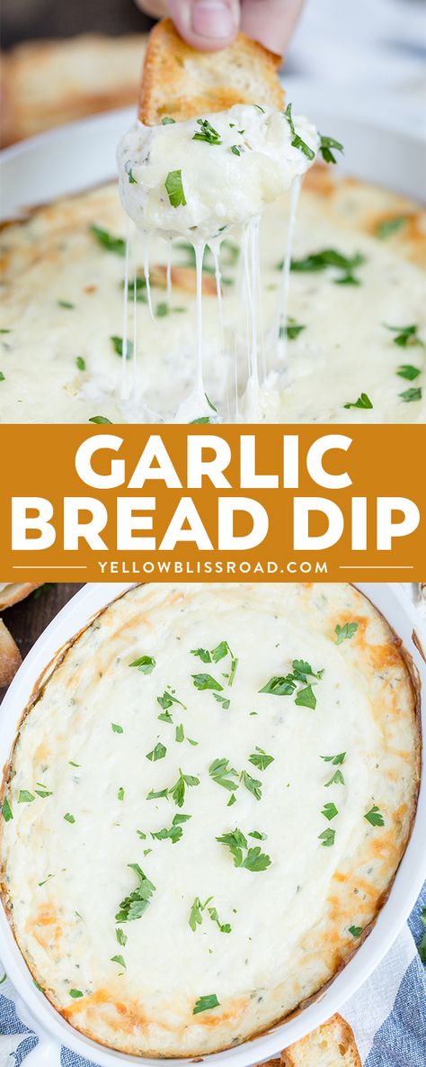 This Garlic Bread Cheese Dip has tons of creamy cheeses and roasted garlic - all the flavors of your favorite side dish in a delicious appetizer dip! Garlic Bread Dip, Garlic Bread Cheese, Pepperoni Dip, Appetizers Dips, Chips Dip, Appetizer Dip, Garlic Dip, Bread Cheese, Bread Dip