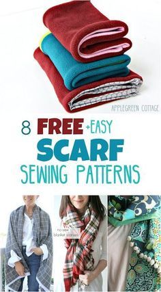 8 free scarf sewing patterns for winter, with easy sewing tutorials for you to make your own. Take a look at these different scarf styles and pick the one that works best for you. Sew Ins, Easy Sewing Tutorials, Scarf Sewing, Scarf Sewing Pattern, Hantverk Diy, Free Scarf, Beginner Sewing Projects Easy, Leftover Fabric, Easy Sewing Patterns