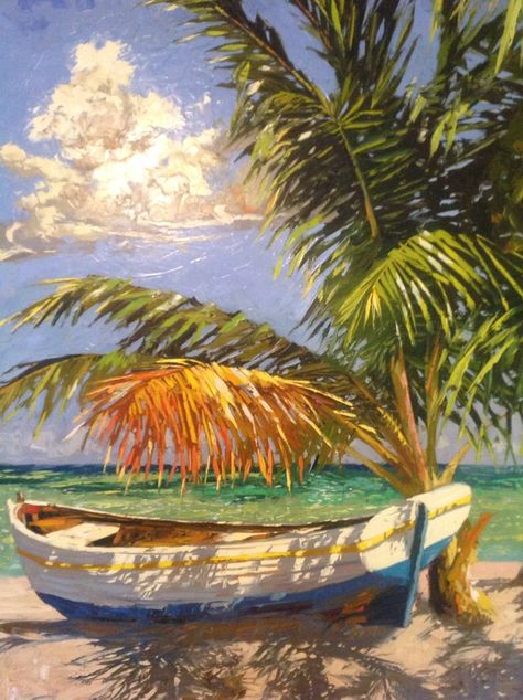 Peter Vey | Art painting, Tropical art, Caribbean art Peter Vey, Tropical Painting, Florida Art, Caribbean Art, Boat Art, Island Art, Tropical Art, Ocean Painting, Beach Painting
