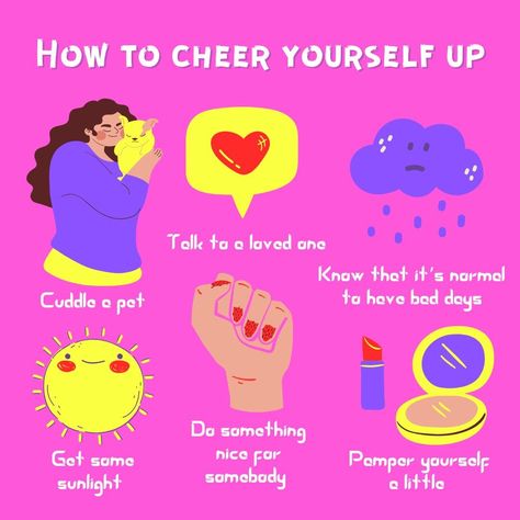 Feeling down? Here are some simple ways to cheer yourself up fast and improve your mood. How to boost your mood, how to get rid of bad feelings. How to stop feeling down. How to feel better. Self care for your mental wellness. How to be happy. How to be happier. Self care routine. Self care ideas. How to improve your mental health. Self improvement. Personal development. #selfcare #mentalwellness #mood How To Make Your Self Feel Better, How To Get Your Feelings Out, Things To Do To Make You Feel Better About Yourself, Ways To Make Yourself Feel Better, How To Feel Happy About Yourself, How To Happy With Yourself, How To Be Good Person, To Make You Feel Better, How To Make It Feel Good Down There