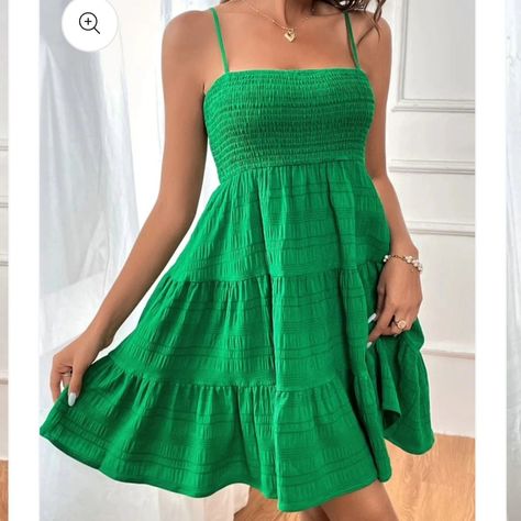 Check us out online at leggingsplus.store. Support a small business! Mini Cami Dress, Textured Dress, Sleeveless Mini Dress, Basic Style, Spaghetti Strap Dresses, Cami Dress, Stylish Dresses, Square Neck, Green Dress