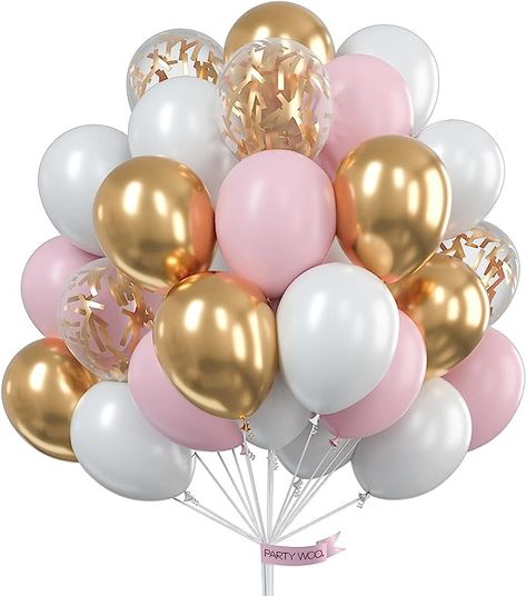 Pink Graduation Party, Pink Birthday Decorations, Balloons White, Pink Gold Party, Baby Party Decorations, Pink Party Decorations, Graduation Party Centerpieces, Graduation Party Themes, Silver Balloon