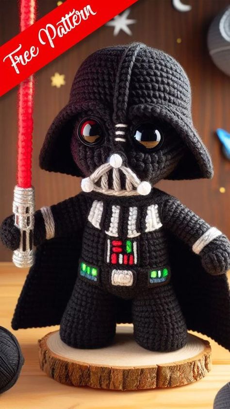 Darth Vader Amigurumi - Free Pattern - Crafts Ideas Bird Amigurumi, Star Wars Crochet, Disney Crochet Patterns, Crochet Doll Tutorial, Easy Crochet Animals, Crochet Animal Amigurumi, Animal Knitting Patterns, Crochet Disney, Halloween Crochet Patterns