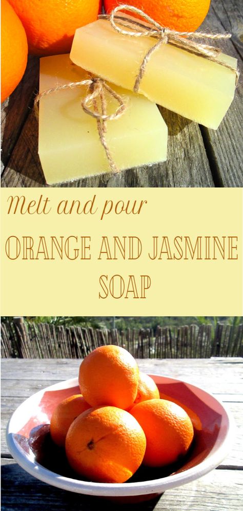 Super simple melt and pour orange and jasmine soap. - Figs and Fontes Orange Soap Recipe, Jasmine Diy, Jasmine Soap, Savon Diy, Diy Soap Bars, Easy Soap Recipes, Soap Melt And Pour, Diy Soaps, Diy Soap Recipe