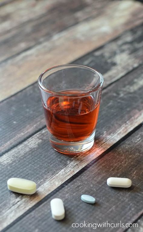 A homemade version of Nighttime Cold Medicine to help you sleep without coughing, sneezing, aching or fevers keeping you awake! #cold #medicine #homemade #nyquil Hot Toddy, Hot Spiced Cider, How To Stop Coughing, Cough Suppressant, Shots Alcohol, Cold Medicine, Sleep Medicine, Spiced Cider, Schnapps