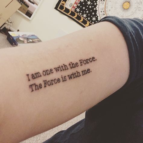 Rogue One quote ❤ I Am One With The Force Tattoo, Star Wars Tattoo Small Quote, Star Wars Tattoo Quote, Star Wars Quotes Tattoo, Rogue One Tattoo, Star Wars Quote Tattoo, Tiny Star Wars Tattoo, Minimal Star Wars Tattoo, Star Wars Tattoo Small