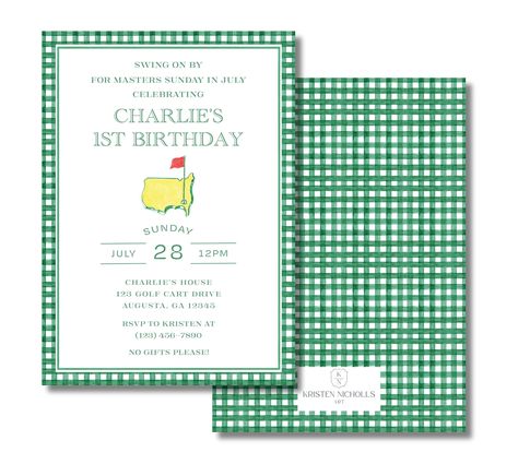 Master Birthday Party, Golf Birthday Invitations, Masters Birthday Party, Golf 1st Birthday, Masters Party, Golf Masters, 1st Birthday Invitations Boy, Golf Theme Party, Birthday Golf