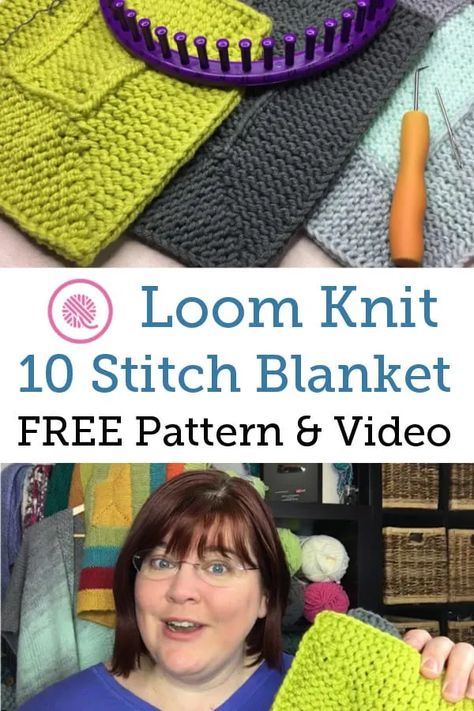 Loom Knit Ten Stitch Blanket | NEW & Improved! - GoodKnit Kisses Knitting Loom Blanket, Ten Stitch Blanket, Loom Knitting Patterns Free, Loom Knitting Blanket, 10 Stitch Blanket, Loom Blanket, Loom Knitting For Beginners, Round Loom Knitting, Circle Loom
