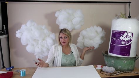 Diy Clouds Decorations, Diy Cloud, Cloud Tutorial, Cloud Craft, Cloud Decoration, Diy Photo Backdrop, Ball Ideas, Diy Clouds, Balloon Garland Diy