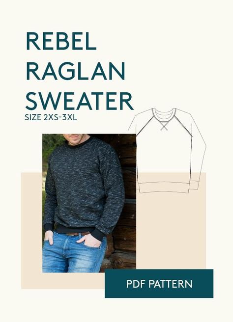 mens PDF sewing pattern raglan sweater Couture, Sweater Sewing Pattern, Sweater Sewing, Sewing Shed, Hoodie Sewing Pattern, Sewing Men, Raglan Sweatshirt, Raglan Sweater, Raglan Pullover