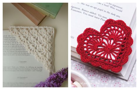 Corner Bookmark Free Crochet Patterns Altered Book Art, Crochet Bookmarks Free Patterns, Bookmark Pattern, Crochet Bookmark Pattern, Corner Bookmark, Heart Bookmark, Corner Bookmarks, Book Corners, Diy Magazine