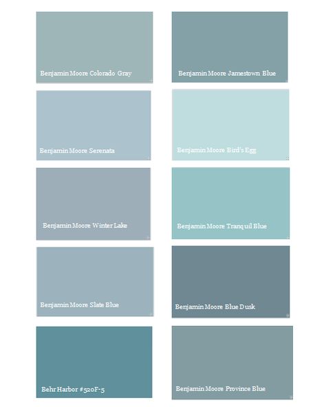 My favorite colors for the kitchen. Jamestown Blue, Slate Blue or Colorado Gray...?! Decisions, decisions ♥ Bathroom Colors Blue, Blue Bathroom Paint, Grey Blue Bathroom, Gray Bedroom Walls, Blue Gray Paint Colors, Blue Grey Walls, Gray Painted Walls, Kitchen Blue, Blue Gray Paint