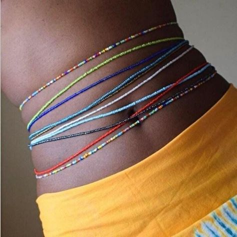 Bead Vendors, Jóias Body Chains, Waist Beads African, Ikat Pinggang, Waist Jewelry, Body Chains, Rice Bead, Waist Beads, Layered Chains