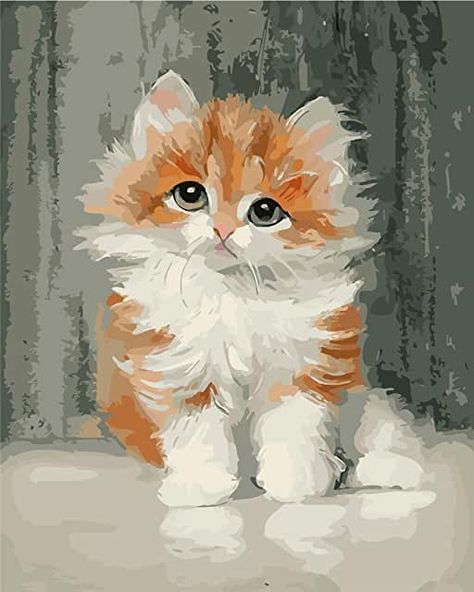 Amazon.com: paint by number cats Gatto Carino, Tabby Kitten, Paint Types, Paint By Numbers, Paint By Number Kits, Cat Painting, Learn To Paint, Paint Set, Paint By Number