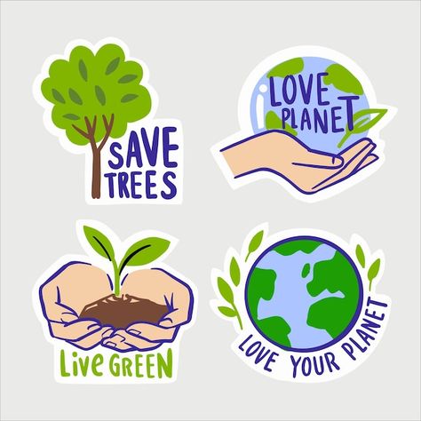 Environmental Stickers, Environmental Logo Design, Go Green Posters, Cartoon Park, Pencemaran Air, Save Earth Posters, Environmental Posters, Environment Logo, Planet Drawing