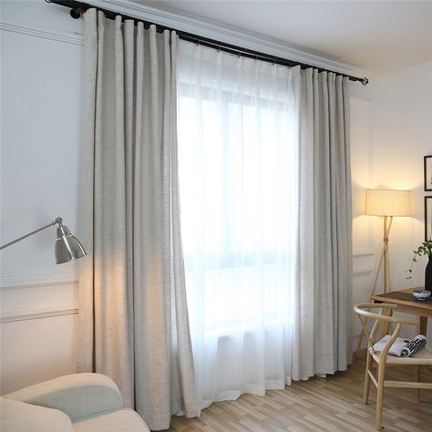 Modern Curtain Japanese Simple Style Environment Protective Cotton and Linen Curtain Living Room Solid Color Curtain Linen Curtains Living Room, Plain Curtains, Ikea Curtains, Gold Curtains, Drop Cloth Curtains, French Country Living Room, Living Room Decor Curtains, Boho Curtains, Curtains Living