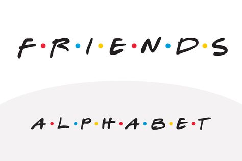 An alphabet in the style of the classic TV show Friends. The pack includes letters A-Z as well as three dots for placing in between each letter. You also might... Friends Themed Yearbook, Friends Themed Classroom, Friends Lettering, Friends Printables, Printable Friends, Make T Shirts, Letter Board Quotes, Tv Show Friends, Friends Logo