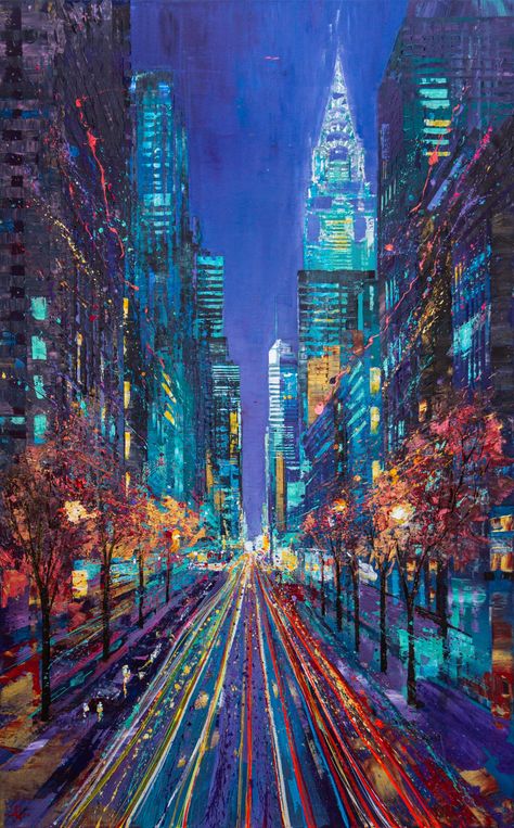 Paul Kenton, Abstract Painting Diy, New York Cityscape, Long Painting, New York Wallpaper, Wallpapers Art, Street Painting, Abstract City, City Painting