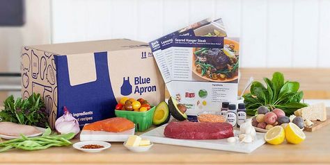 Blue Apron - Get a box full of ingredients you need along with recipes! No need to go to the store to make dinner, they send it all from meat down to seasonings! Essen, Gluten Free Vegetables, Food Subscription Box, Blue Apron Recipes, Meal Kit Delivery Service, Hello Fresh Recipes, Best Subscription Boxes, Chipotle Chicken, Blue Apron