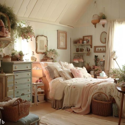 Cottagecore Bedroom, Casa Vintage, Dekorasi Kamar Tidur, Cottage Bedroom, Cozy Room Decor, Dream House Rooms, Redecorate Bedroom, Dream Room Inspiration, Room Makeover Bedroom