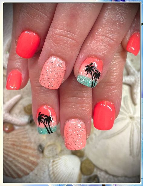 Looking to add some sparkle to your vacation style? Check out these 8 vacation nail glitter ideas that will make your nails shine brighter than the sun. From beachy vibes to glamorous nights out, these nail designs are perfect for any getaway. Get inspired and glam up your nails for your next vacation! Mexico Fingernails, Beach Ball Nails Designs, Bahamas Pedicure, Tropical Vacation Pedicure, Cute Beach Acrylic Nails, Beach Themed Nail Art, Cruise Nails Dip, Bahama Cruise Nails, Beach Vacation Pedicure