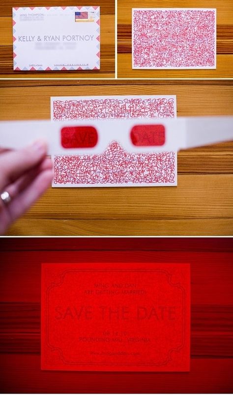 The 3-D Secret Decoder Message | 36 Cute And Clever Ways To Save The Date Save The Date Cards, Wedding Blog, Save The Date