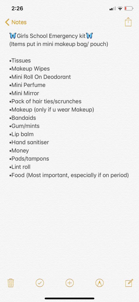 Organisation, School Lists Ideas, What To Do A Week Before School, What To Bring For School, Boarding School Packing List, Things To Bring To School, What To Bring To School, First Day Of School Makeup, Back To School Emergency Kit