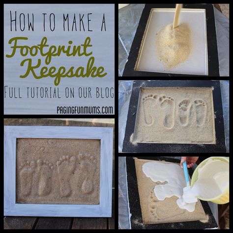 Sand Footprint, Beach Keepsakes, Beach Themed Crafts, Footprint Craft, Footprint Keepsake, Diy Beach Decor, Diy Plaster, Footprint Crafts, Sand Crafts