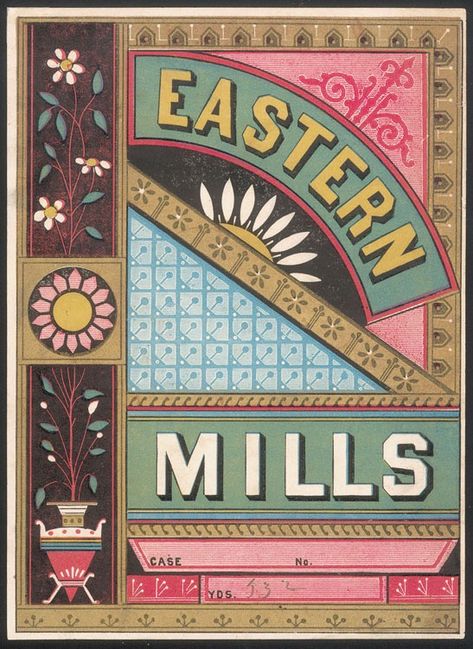 Eastern Mills | Sheaff : ephemera Vintage Graphic Design, Steampunk Graphic, Victorian Christmas Cards, Typography Alphabet, Vintage Steampunk, Museum Poster, Steampunk Design, Vintage Kitsch, Vintage Labels