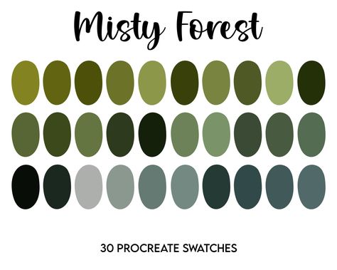 Forest Procreate, Procreate Easy, Green Pallete, Swatches Color, Procreate Palette, Hex Color Palette, Color Palette Challenge, Forest Color, Palette Art