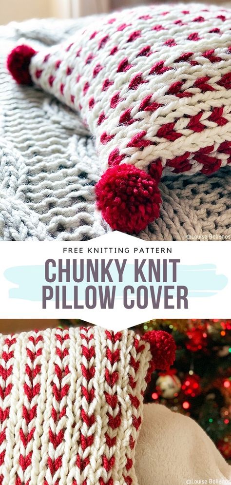 Hanger Covers, Knit Pillow Cover, Christmas Pillows Diy, Comfy Christmas, Knitted Cushion Covers, Crochet Cushion Pattern, Chunky Knit Pillow, Valentines Pillows, Cozy Crochet Patterns