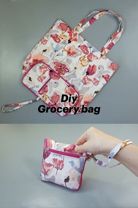 Foldable Reusable Bag, Foldable Grocery Bag Pattern Free, Foldable Shopping Bag Pattern Free, Foldable Bag Diy, Foldable Bag Tutorial, Handmade Shopping Bags, Sew Foldable Shopping Bag, Foldable Grocery Bag Pattern, Diy Foldable Shopping Bag