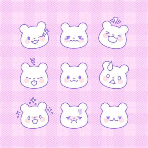 Kawaii, Cute Face Drawing Kawaii, Kawaii Graphic Design, Socks Drawing, Face Doodles, Kawaii Hair Clips, Face Line Drawing, Kawaii Faces, Kawaii Illustration