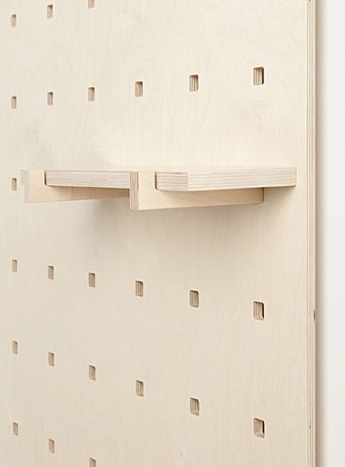 Wall mount with shelves | Gautier Studio | Online-Only Wall Decor | Simons Wood Pegboard Wall, Peg Wall, Wood Assembly, Cnc Furniture, Neutral Shades, 2 Shelves, Practical Storage, Plywood Furniture, Modular Furniture