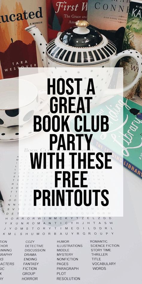 Bookclub Food Ideas, Book Club Retreat Ideas, Book Themed Snacks For Adults, Book Retreat Ideas, How To Run A Book Club, How To Host A Book Club, Book Club Crafts For Adults, Bookclub Hosting Ideas, Book Club Ideas Hosting Games