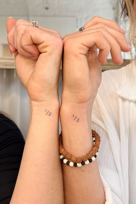 Mini Couple Tattoos, Couple Tattoo Quotes, Tattoo Ideas For Couples, Couple Wrist Tattoos, Couple Tattoo Designs, Ephemeral Tattoo, Friend Tattoos Small, Matching Bff Tattoos, Minimalist Couple