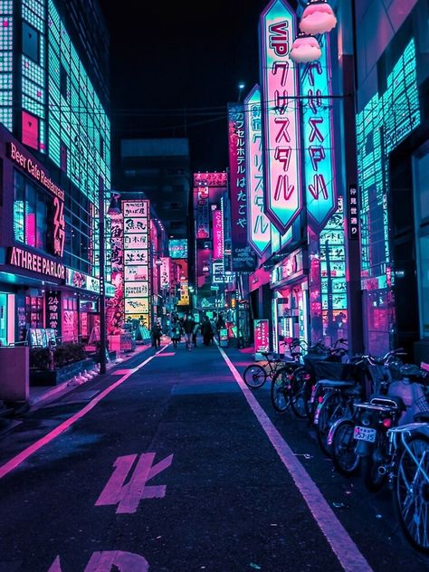 "Tokyo - A Neon Wonderland " iPhone Case & Cover by HimanshiShah | Redbubble Neon Wonderland, Ville Cyberpunk, Arte Glitter, Tokyo Aesthetic, Neon Noir, New Retro Wave, Neon Nights, Cyberpunk Aesthetic, Cyberpunk City