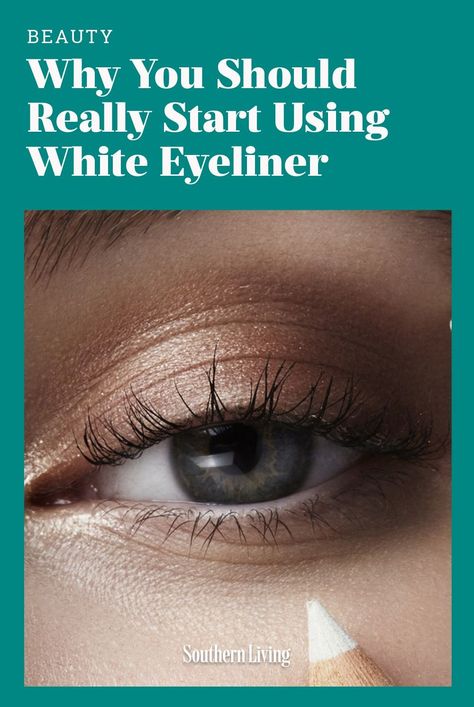 White Eyeliner Waterline, White Eyeliner Tricks, Best White Eyeliner, Eyeliner Under Eye, Make Eyes Bigger, Waterline Eyeliner, White Eyeliner Looks, Bottom Eyeliner, White Eye Pencil