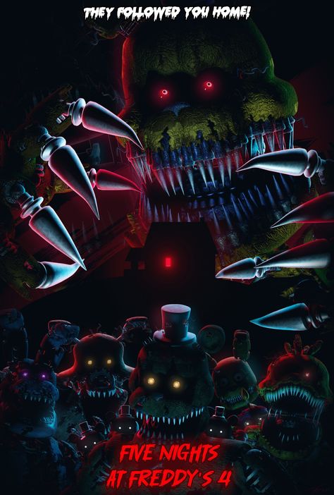 Happy 8th Anniversary FNaF 4! / Render by @//TheManintheTV on twitter Fnaf Photos, Foxy And Mangle, Gif Terror, Stained Glass Studio, 3d Poster, Fnaf Freddy, Fnaf 4, Rick Y Morty, Animatronic Fnaf