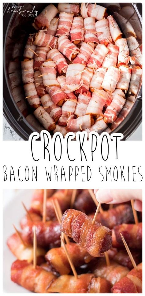 Canapés, Essen, Brown Sugar Little Smokies, Elegant Canapes, Crockpot Bacon, Crockpot Party Food, Silvester Snacks, Wrapped Smokies, Christmas Finger Foods