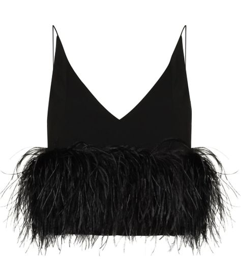 Fine Feathers: Shop The Glamorous Trend All The Cool Girls Are Flocking To Couture, Feather Top Outfit, Mode Glamour, Catty Noir, Feather Tops, Ostrich Feather, Cropped Tops, Designer Lingerie, Ostrich Feathers