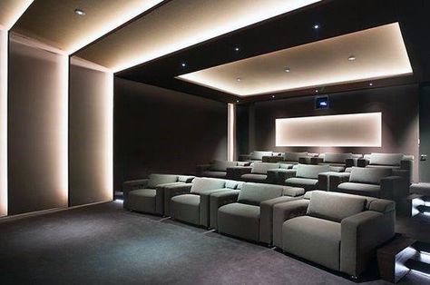 Top 40 Best Home Theater Lighting Ideas - Illuminated Ceilings and Walls Home Theater Lighting Ideas, Cinema Seating, Private Cinema, Theater Lighting, Media Room Furniture, Home Theater Lighting, Modern Media Room, Home Theater Room Design, Theater Room Design