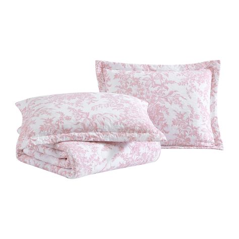 Pink Quilt Set, Laura Ashley Bedding, Blue Comforter Sets, Cotton Comforter Set, Blue Comforter, Toile Pattern, Cotton Quilt Set, Pink Palette, Pink Quilts