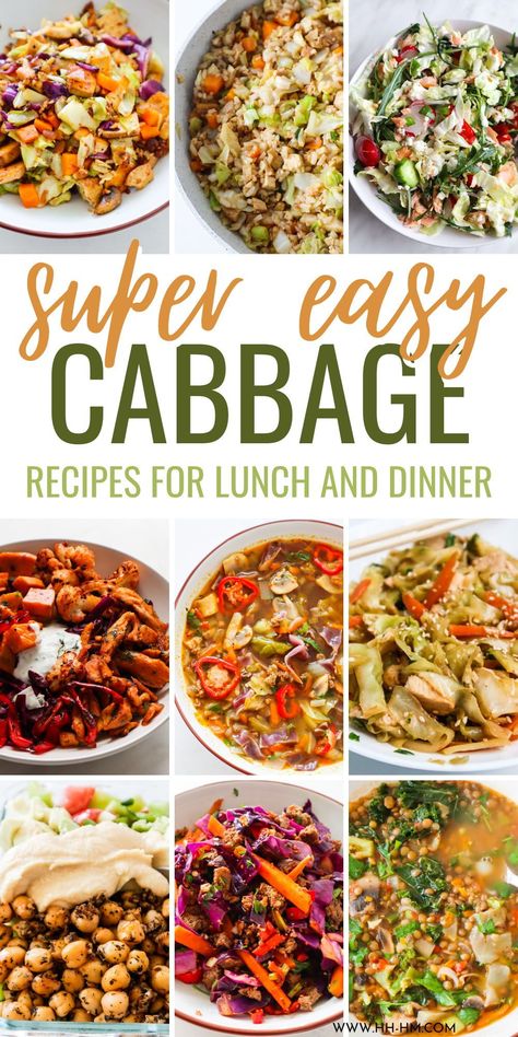 Lunch Recipes With Cabbage, Dinner Cabbage Recipes, Cabbage Recipe No Meat, Ways To Cook Cabbage Healthy, Cooked Shredded Cabbage Recipes, Hot Cabbage Recipes, Cabbage Lentil Soup Recipe, Thanksgiving Cabbage Recipes, Dinner With Cabbage Meals