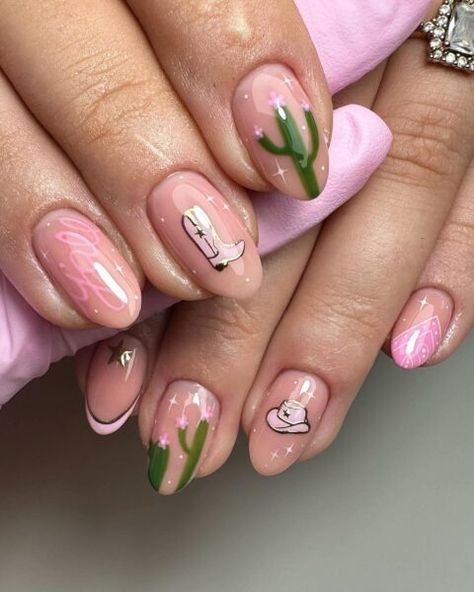 Saddle up for cowboycore: 25 Western nail looks to help you rock the trend – Scratch Zach Bryan Concert Nail Ideas, Cowgirl Bachelorette Nails, Faster Horses Nails, Cowboy Nails Design Cowgirl, Nails With Cowboy Hat, Almond Country Nails, Cowboy Boot Nail Art, Lainey Wilson Inspired Nails, Concert Nails Ideas Country